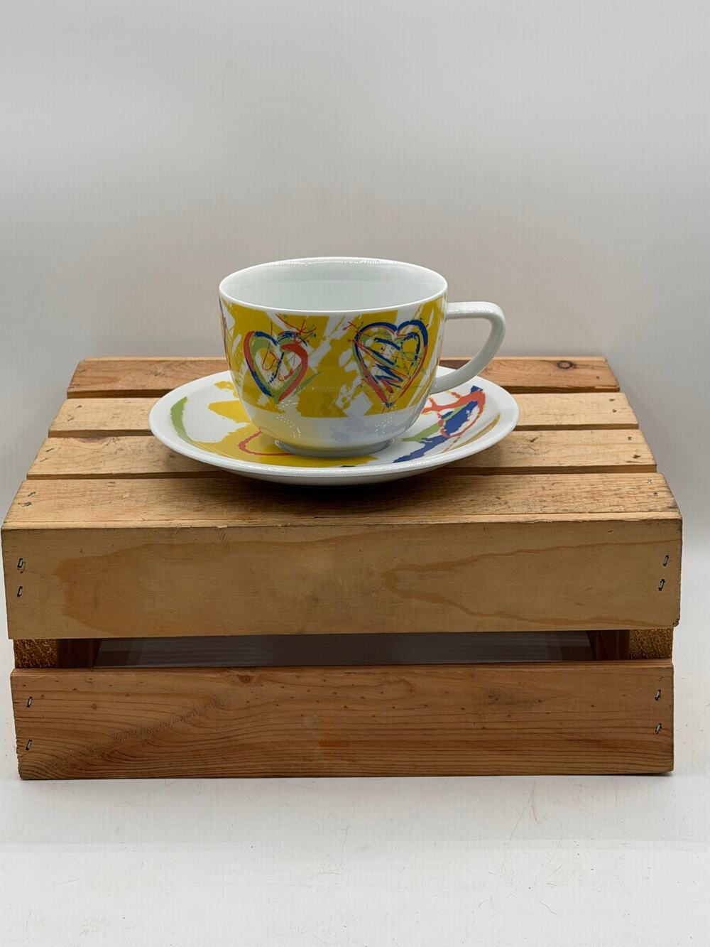 Rosenthal Germany "Epoque" Colorful Heart Teacup & Saucer Set
